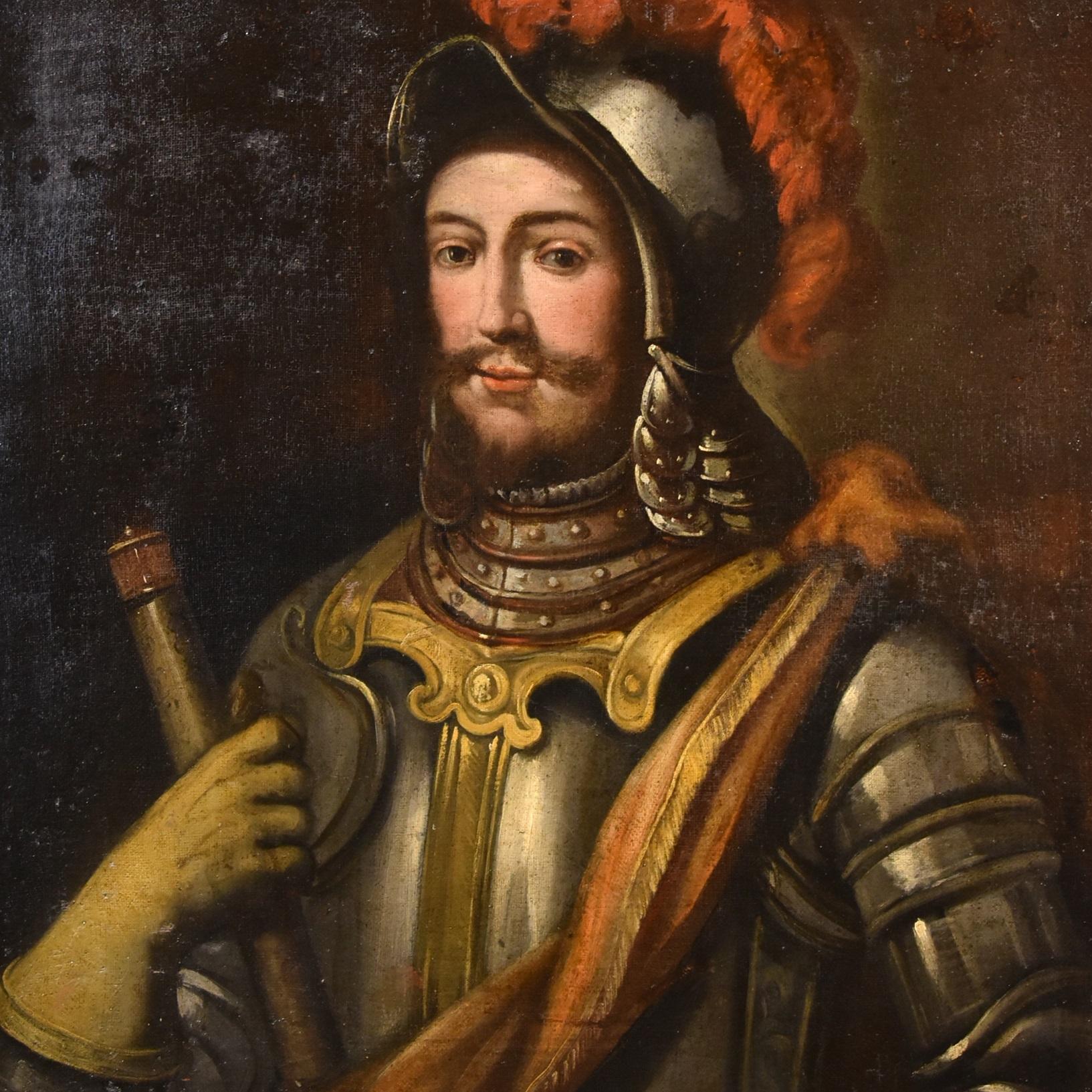 Portrait Knight Paint Oil on canvas 17th Century Lombard school Old master Italy For Sale 5