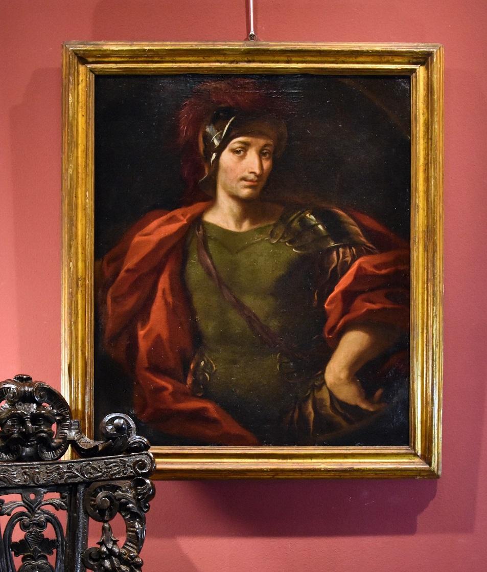 Lombardischer Maler des 17. Jahrhunderts
Porträt eines Mannes in Rüstung

Öl auf Leinwand
81 x 71 cm. - Im Rahmen 94 x 82 cm.

Ein stattlicher Herr in Rüstung, verewigt in autoritärer und stolzer Haltung, ist das Thema unseres schönen Porträts, von
