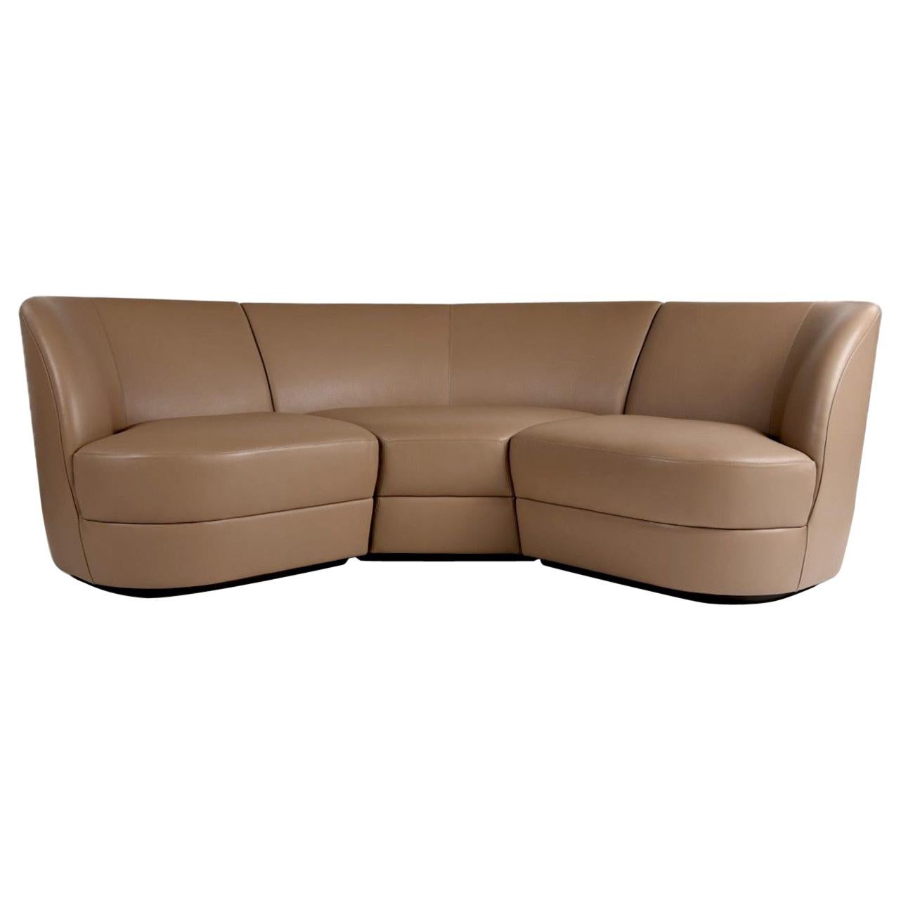 Lombard Street Sofa by Yabu Pushelberg in Beige Leather