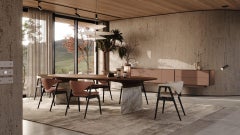 Tavolo da pranzo Lombardi - Piano in Wood Wood e piedi in marmo massiccio