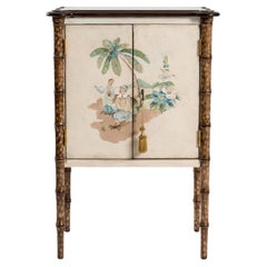 Table de nuit Lombardia en bambou avec design Chinoiserie
