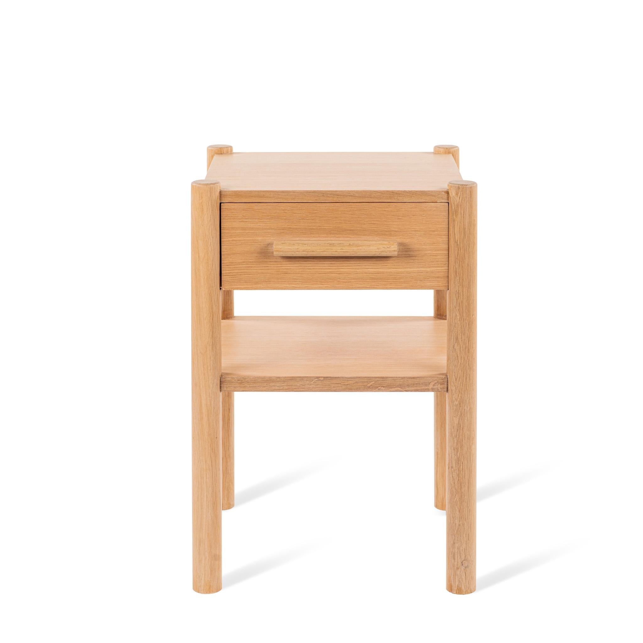 Designed by Josh Greene.
Nightstand with dowel shaped legs and drawer handle.

Also available in a large 30 x 18 size. 