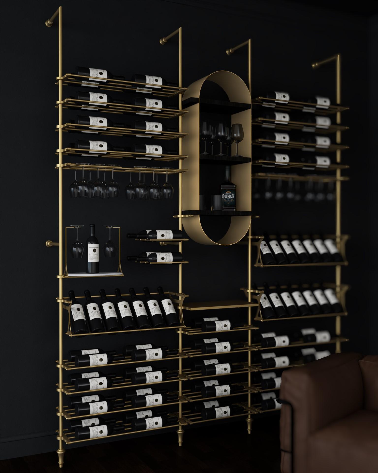 XXIe siècle et contemporain Lombardy Wine Wall - Présentoir de rangement et de stockage de vin en vente