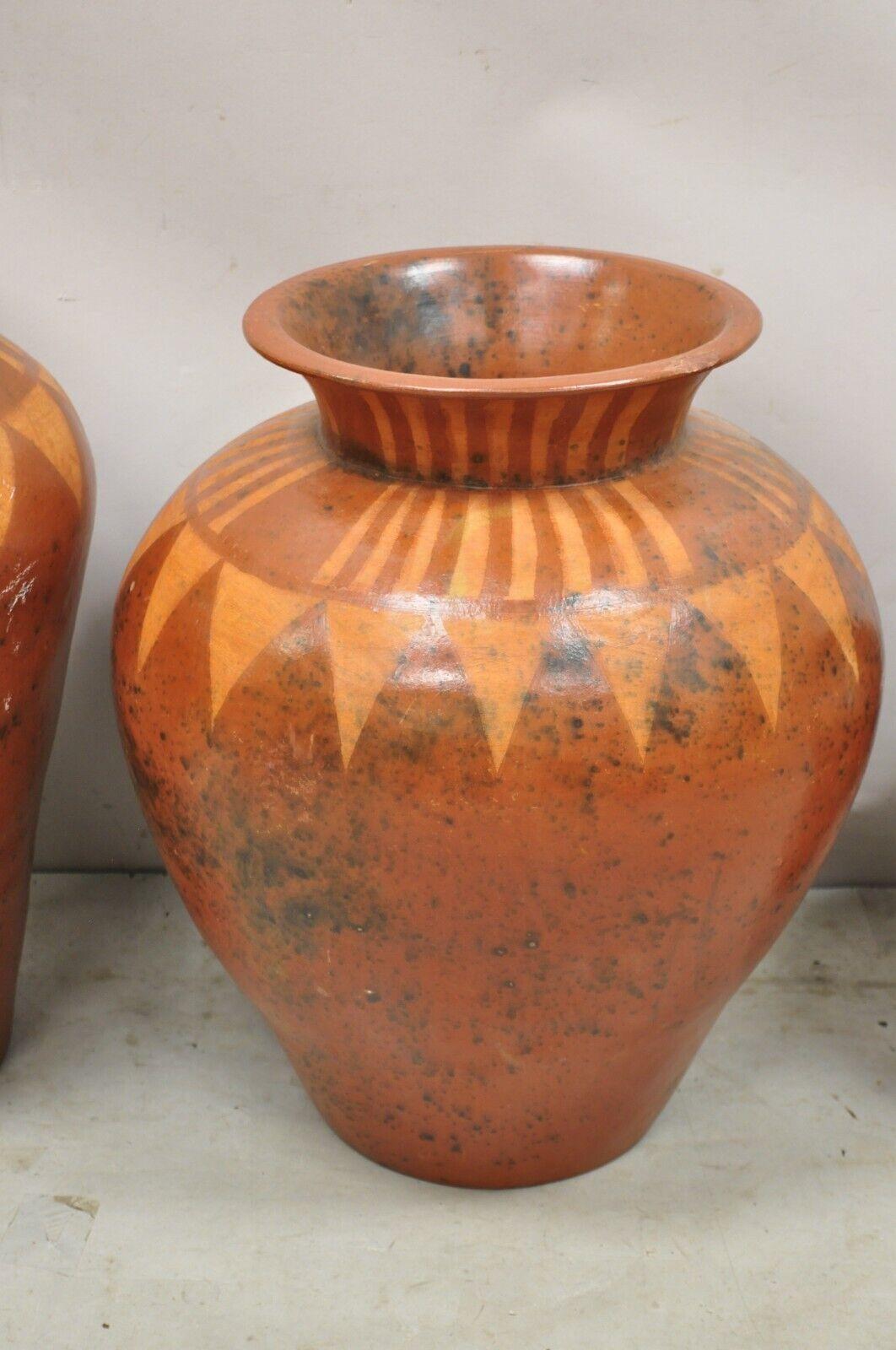 Lombok Crafts Indonesian Terracotta Clay Pottery Graduating Pot Jugs- Set of 3 For Sale 7