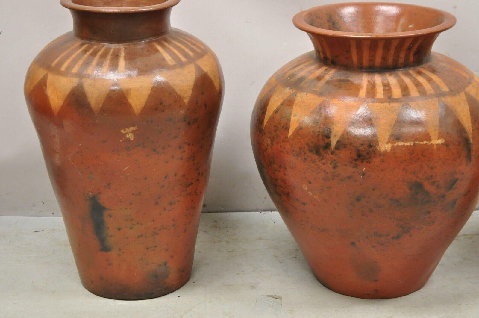 Lombok Crafts Indonesian Terracotta Clay Pottery Graduating Pot Jugs- Set of 3 In Good Condition For Sale In Philadelphia, PA