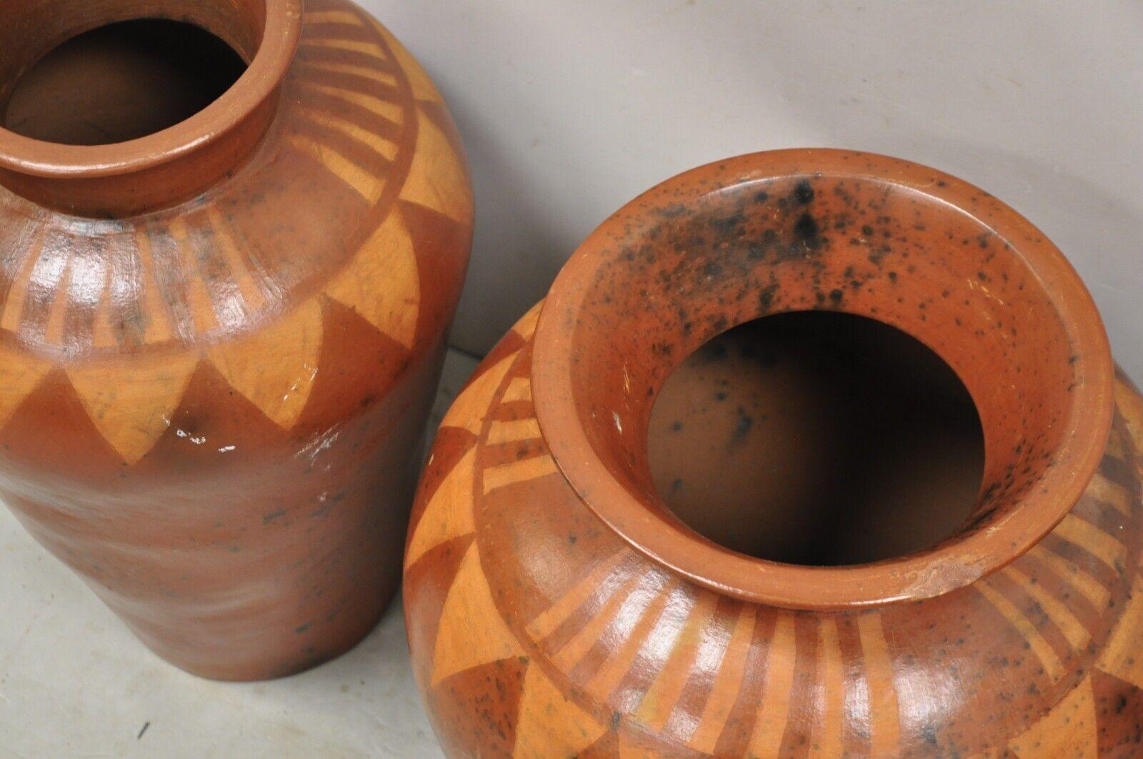 20th Century Lombok Crafts Indonesian Terracotta Clay Pottery Graduating Pot Jugs- Set of 3 For Sale