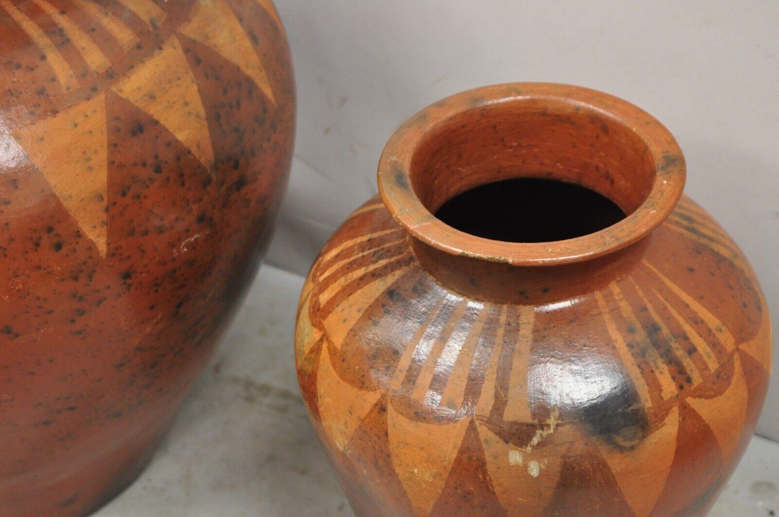 Lombok Crafts Indonesian Terracotta Clay Pottery Graduating Pot Jugs- Set of 3 For Sale 1