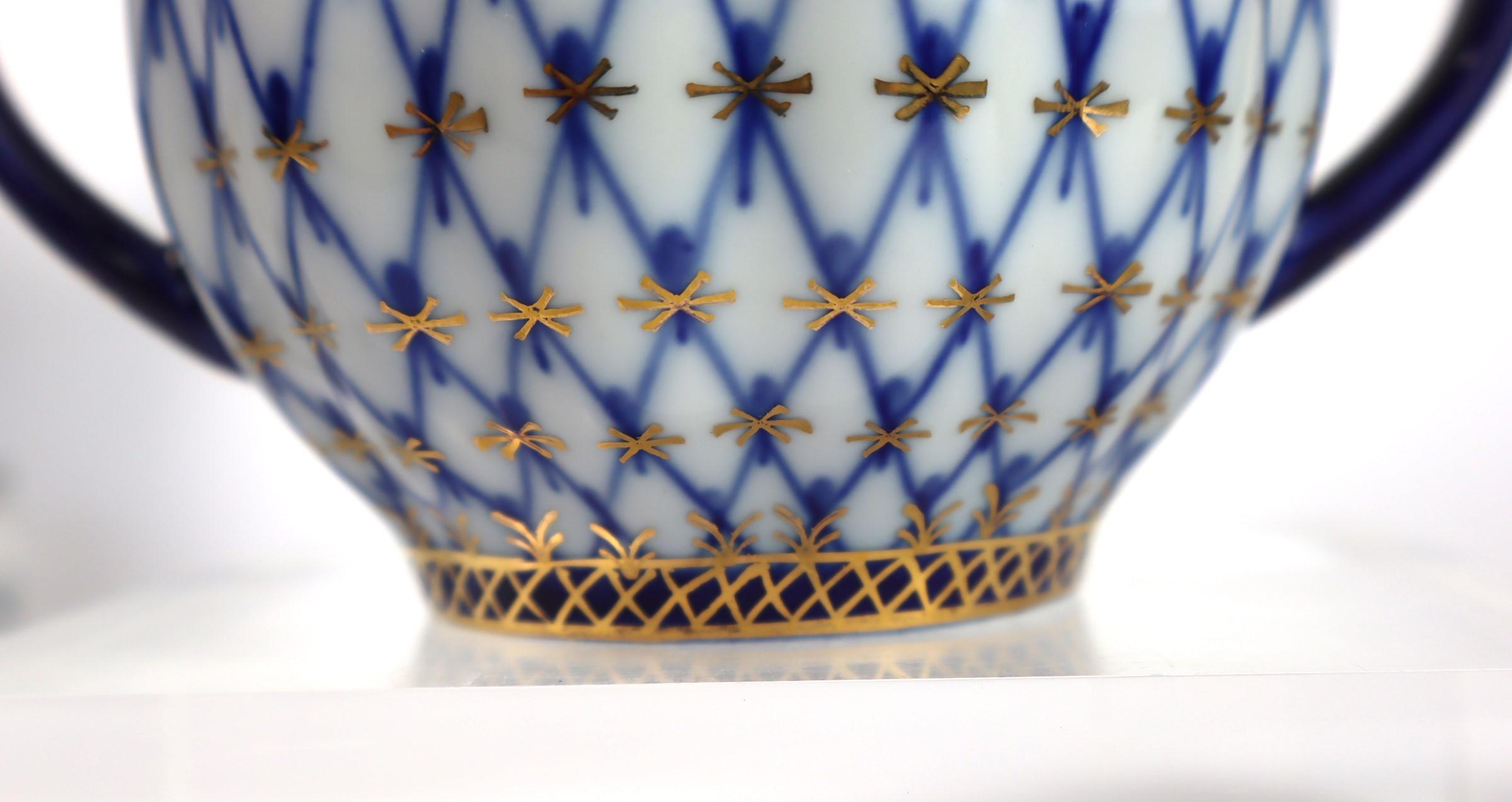 Lomonosov imperial tulip cobalt porcelain teaset  22 items 1