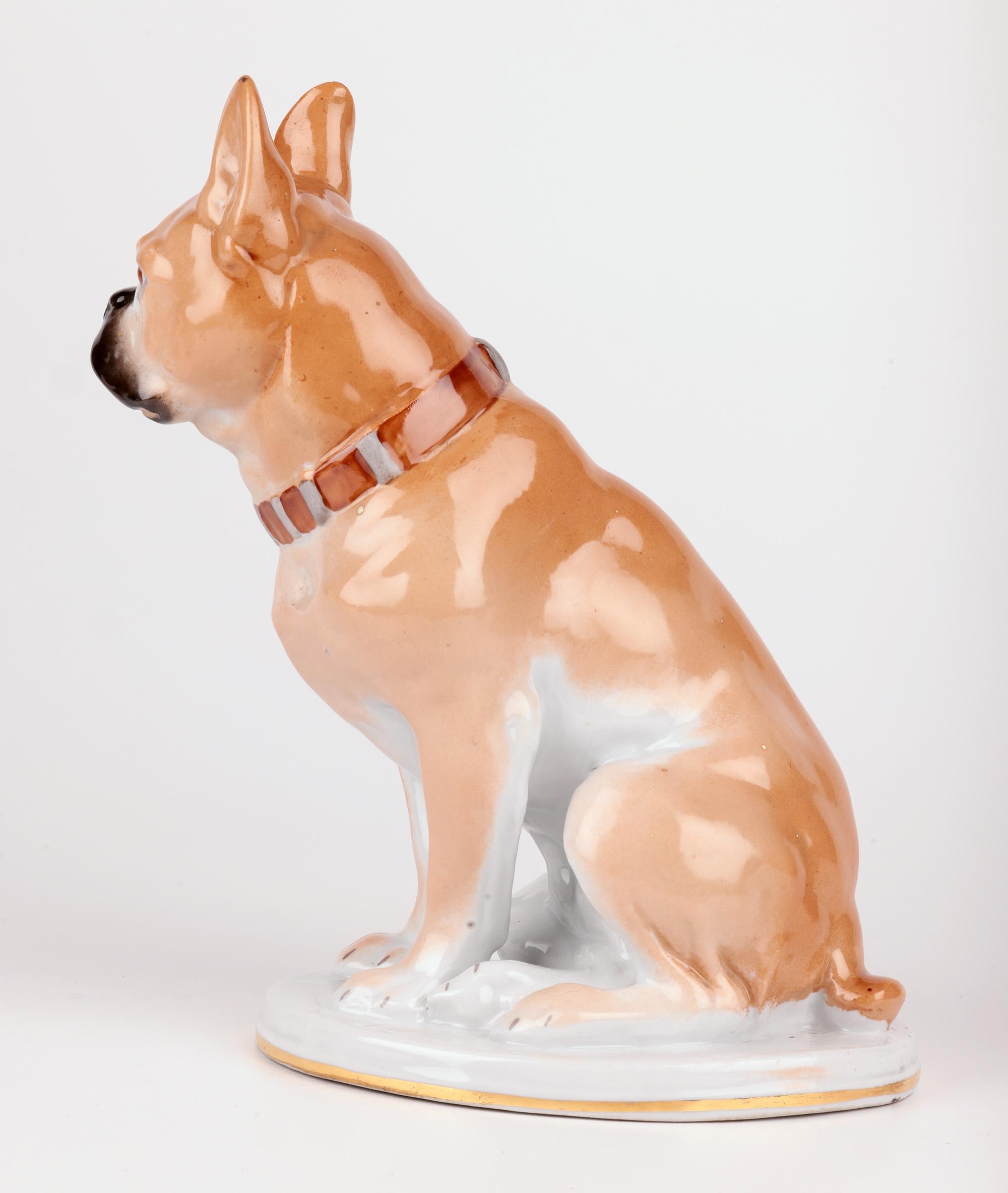 Lomonosov Porcelain du milieu du siècle, peint à la main, représentant un bouledogue en vente 10