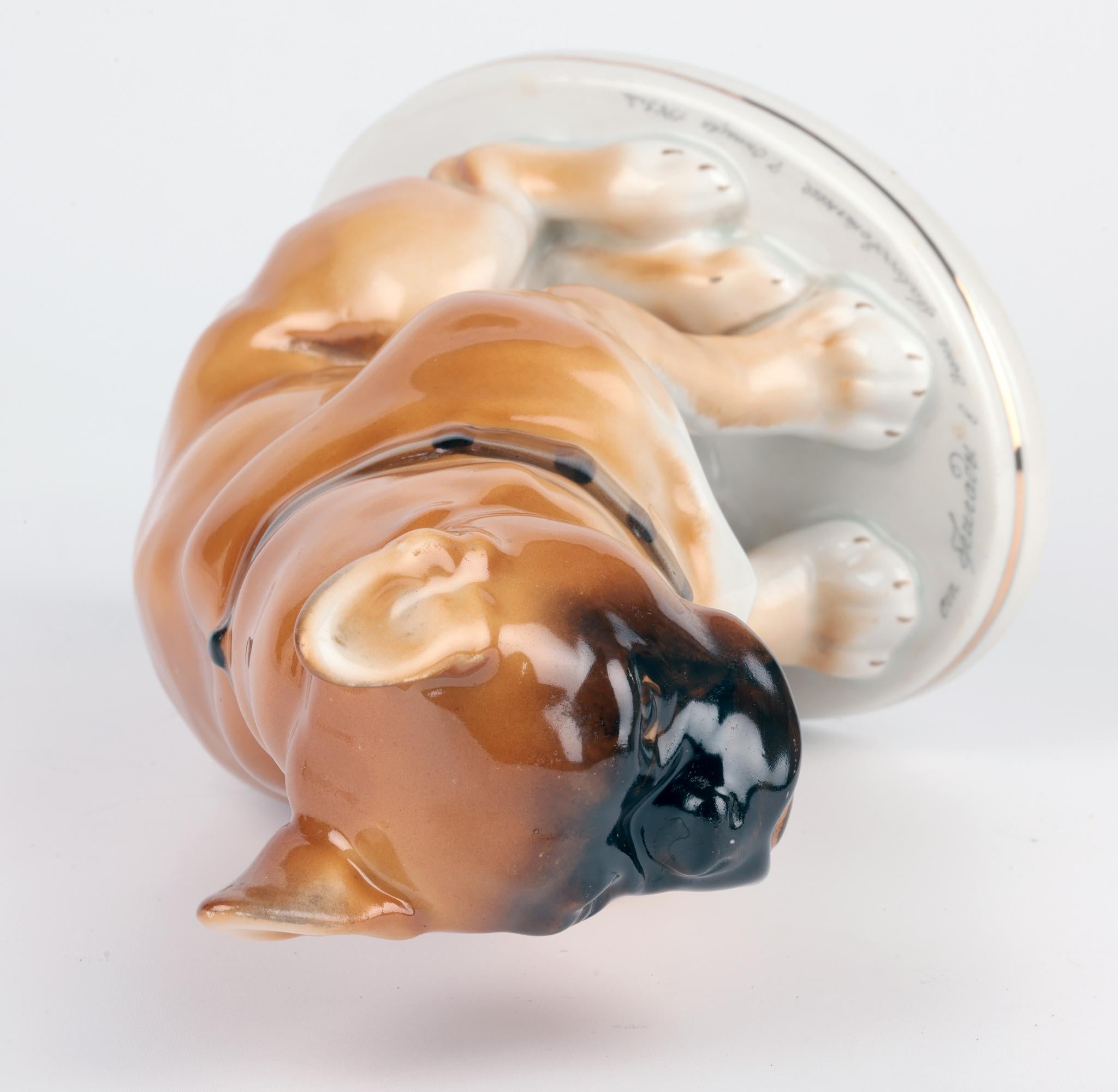 Lomonosov Porcelain Figur einer Bulldogge, handbemalt, Mitte des Jahrhunderts im Zustand „Gut“ im Angebot in Bishop's Stortford, Hertfordshire