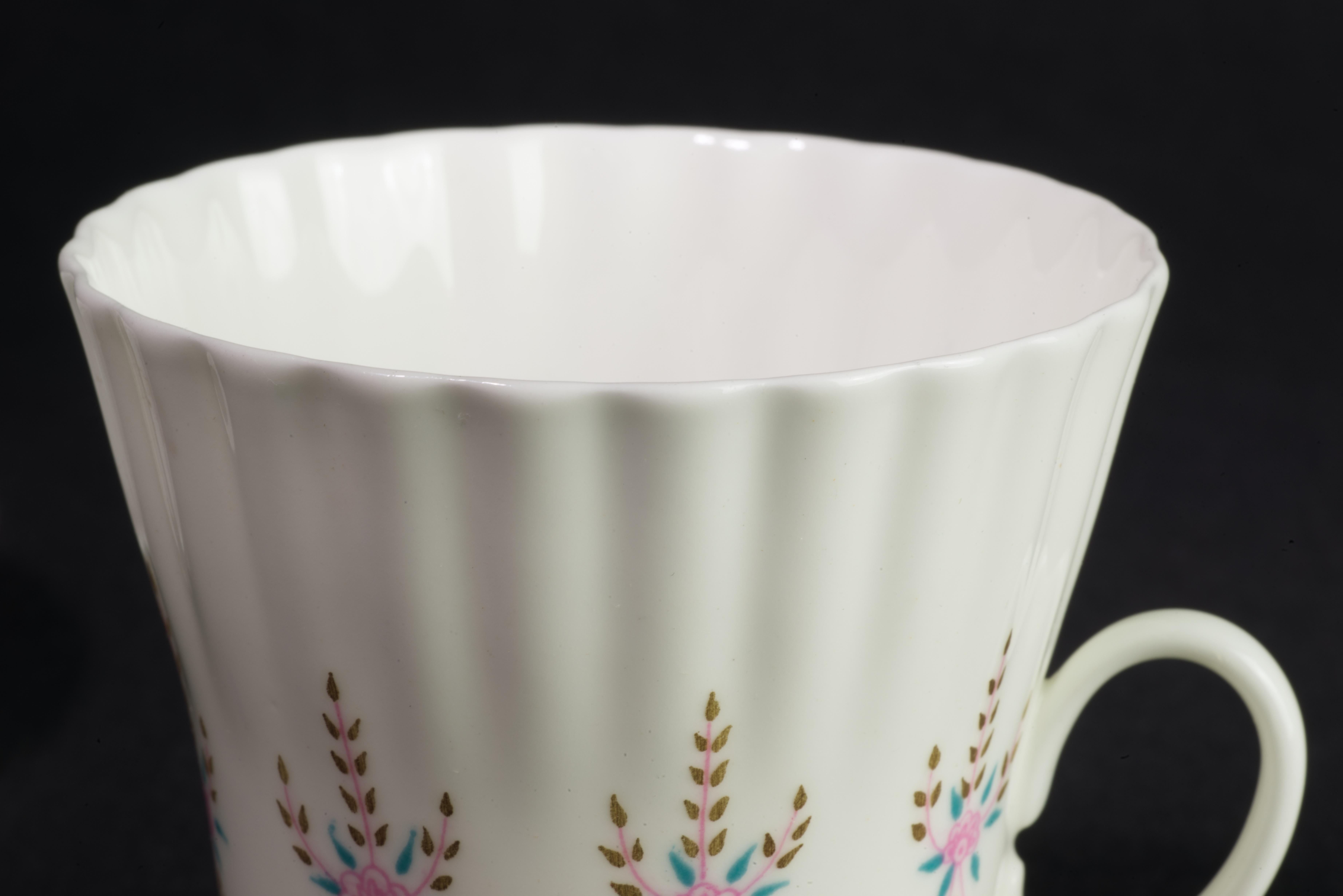 Lomonosov Porcelain Cup and Saucer Set, Teal, Pink, and Gold 3