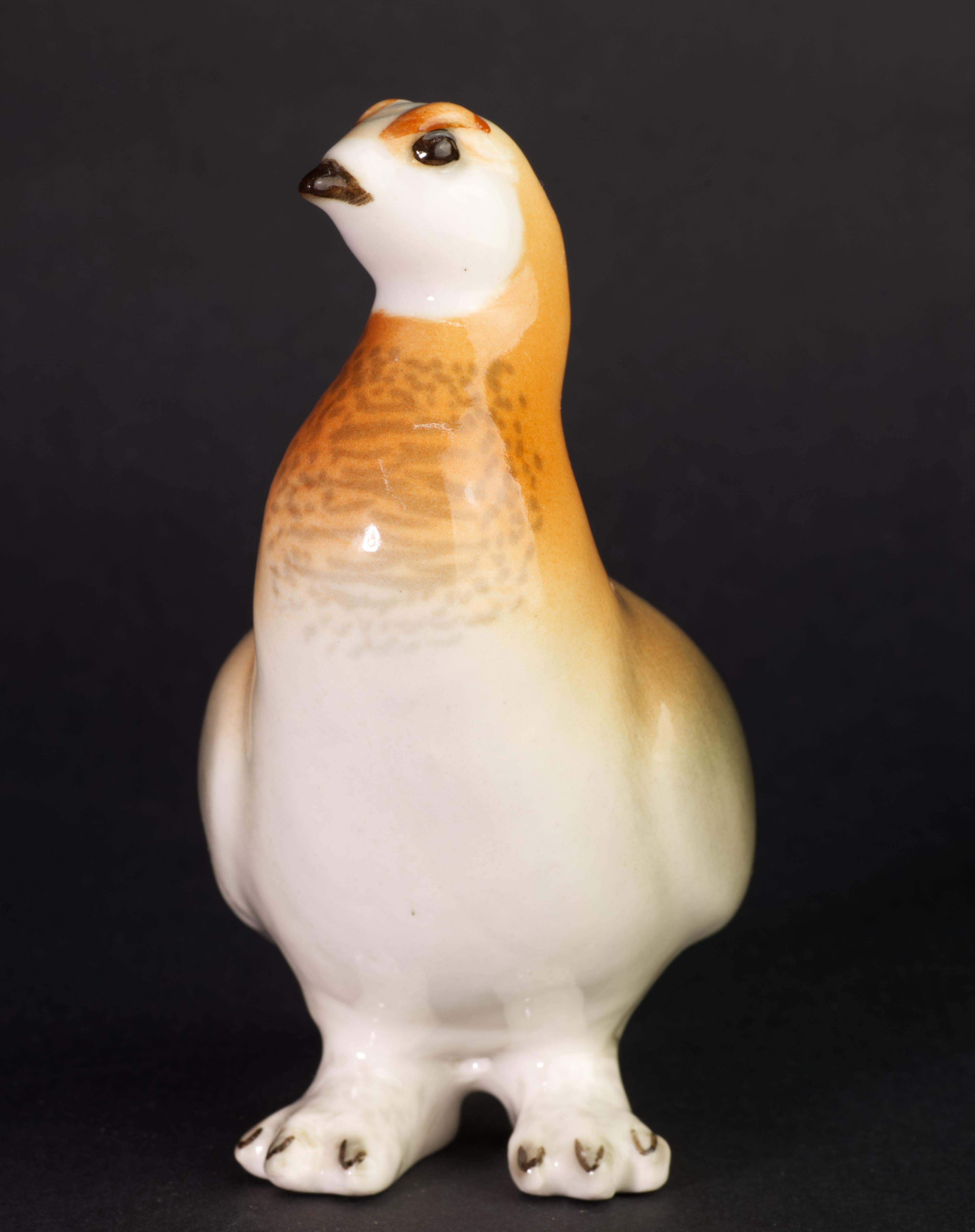 Chinoiserie Lomonosov Porcelain Grouse Bird Figurine, Handpainted, 1986-1992 For Sale