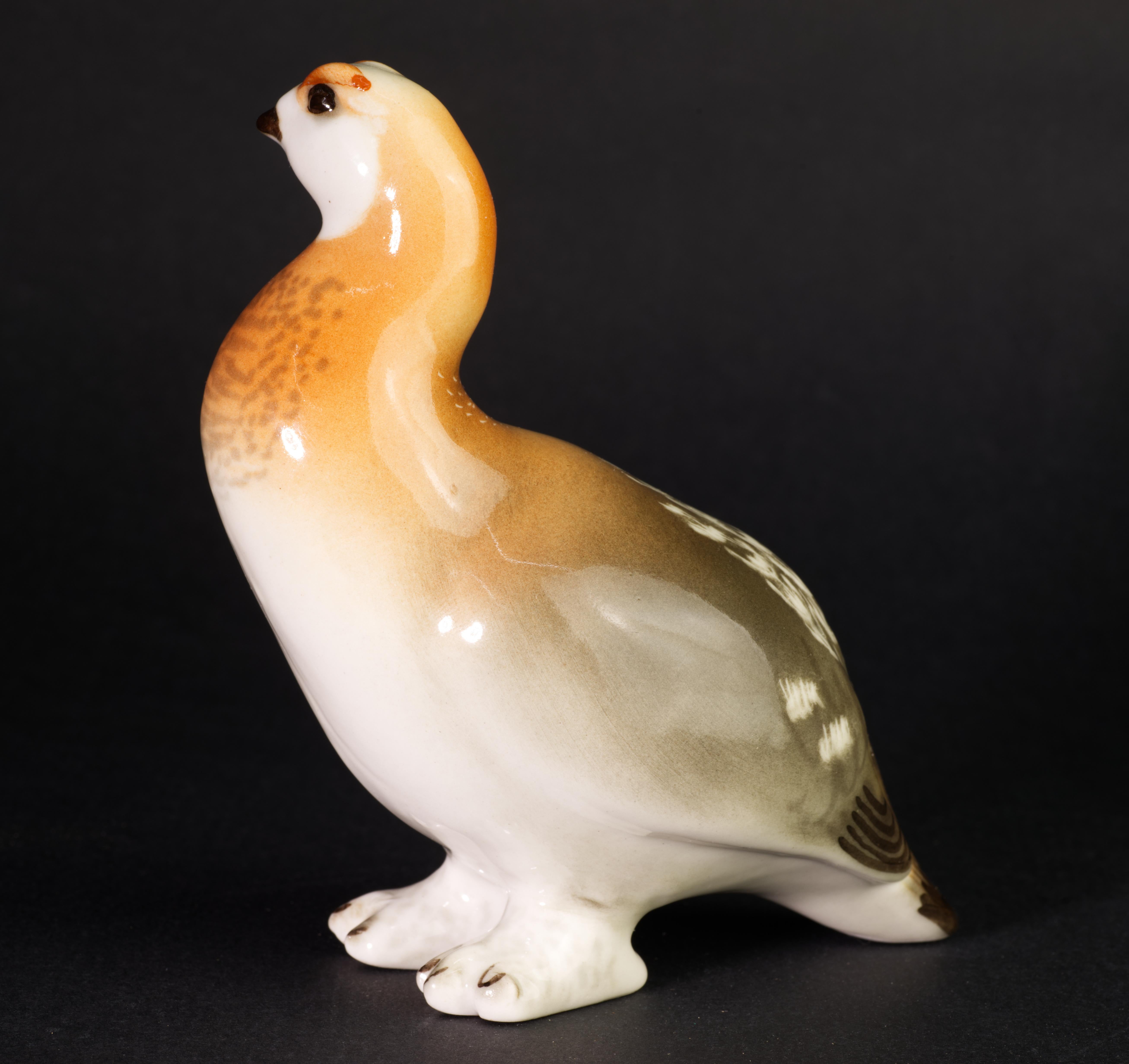 Russian Lomonosov Porcelain Grouse Bird Figurine, Handpainted, 1986-1992 For Sale