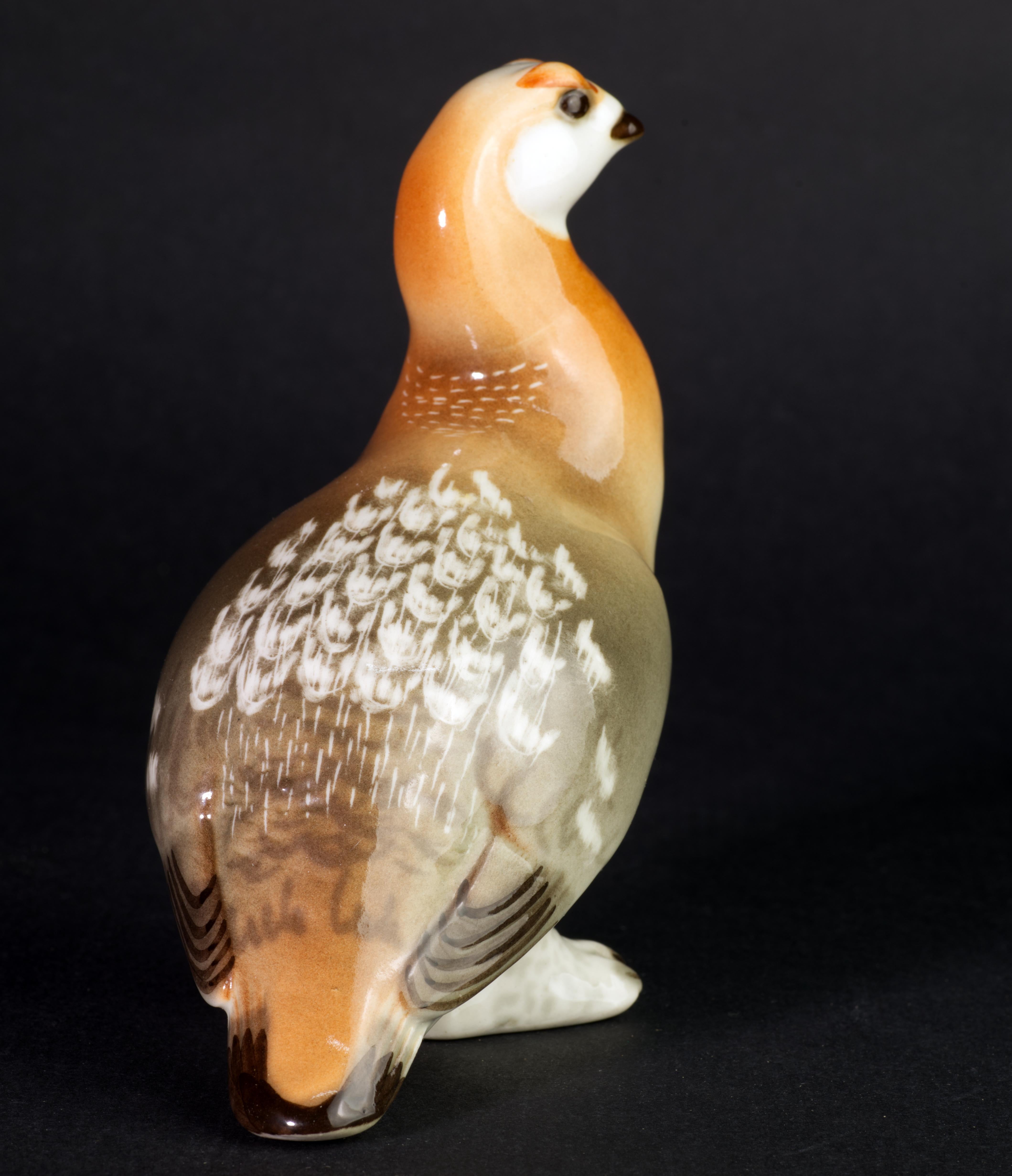 Glazed Lomonosov Porcelain Grouse Bird Figurine, Handpainted, 1986-1992 For Sale