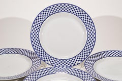 Lomonosov Porcelain Set of 4 Dinner Plates, Cobalt Net in Blue&Gold