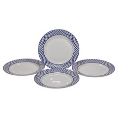 Lomonosov Porcelain Set of 4 Dinner Plates, Cobalt Net in Blue&Gold