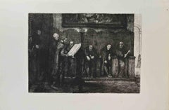 Le Lutrin - Etching by Léon August Lhermitte - 1863