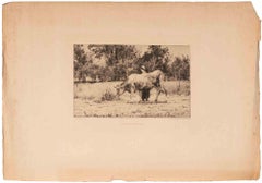 Un Verger au Printemps - Etching by Léon Barillot - Late 19th Century