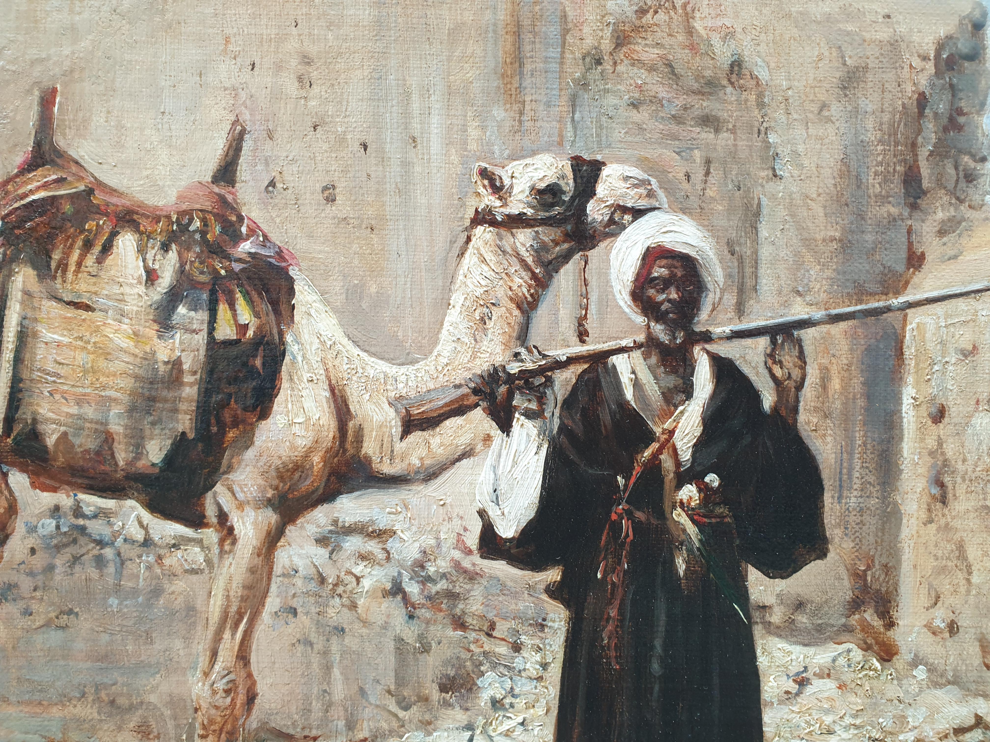 BELLY Camel Arab Soldier orientalist naturalist french painting 19th  For Sale 1