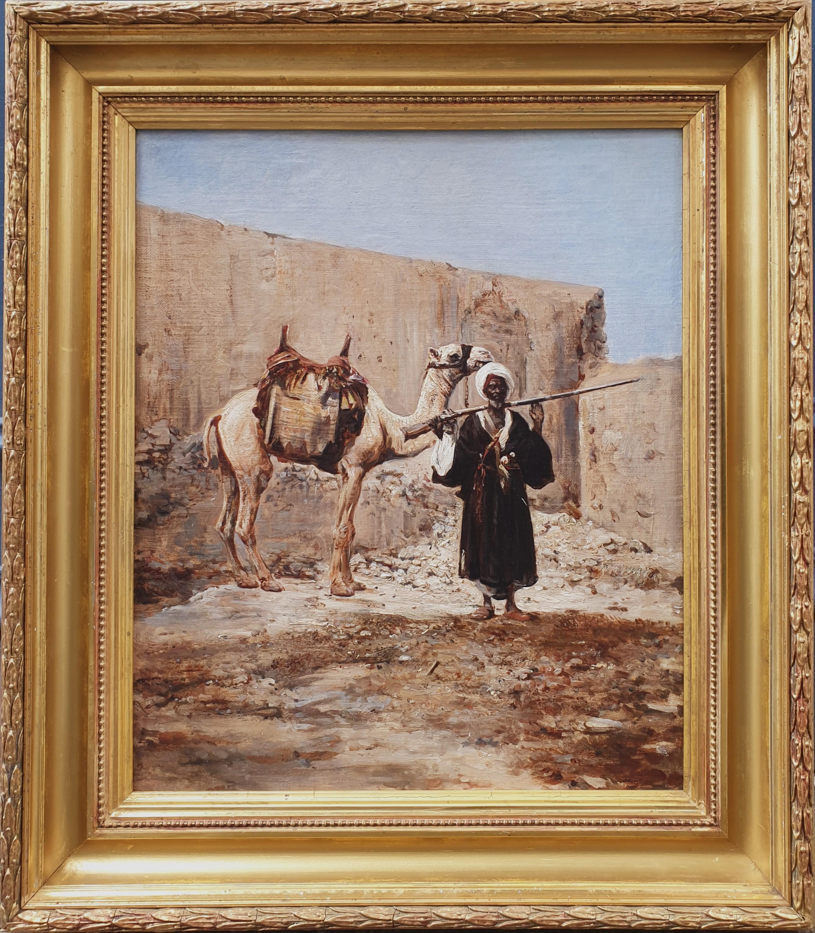 Léon BELLY Figurative Painting – BELLY Kamel Araber Soldat orientalist naturalist französisch malerei 19. 
