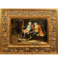 Léon BRUNIN (1861 - 1949)+Oil on panel,  Art collectors