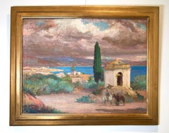 Vue de la baie d'Ajaccio (Corse), huile sur toile, tableau de Léon Canniccioni