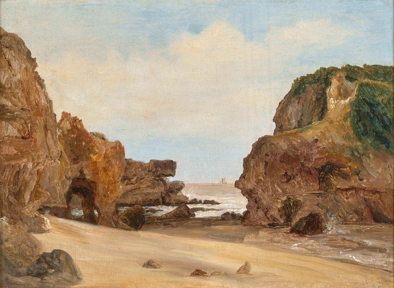 Rocks at Belle-Ile-en-Mer, Atlantic Coast, France - Painting by Léon Charles de Novion
