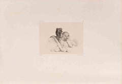 The Attention - Etching by Léon Cogniet - 19th century