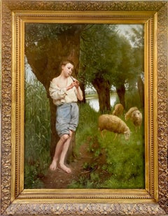Enorme cuadro romántico del siglo XIX - El joven pastor - William Bouguereau