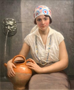 'Young Girl with a Jug' by Léon Gérard Crépy (Lille 1872 – 1944) French