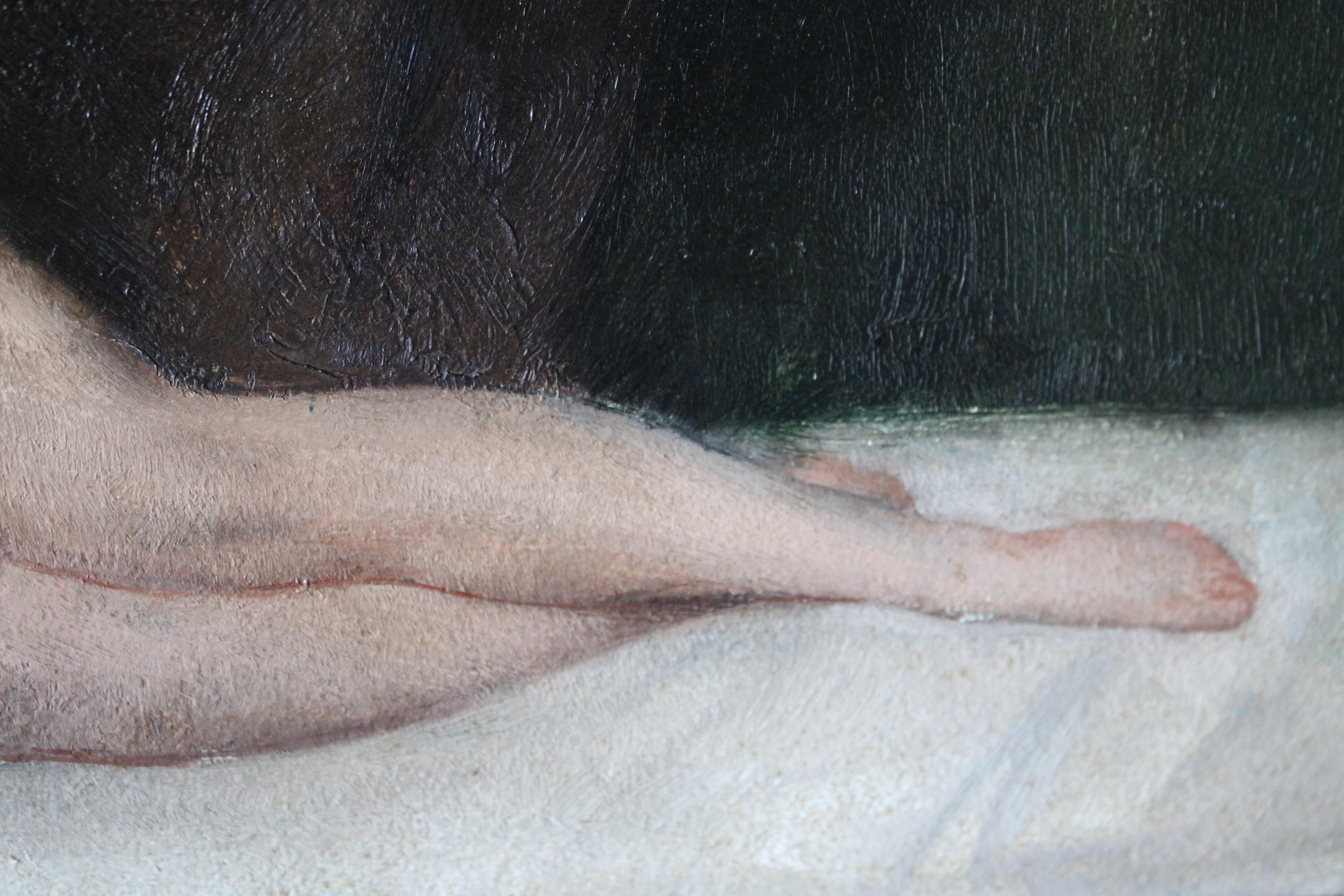Vintage nude oil painting, reclining nude, French nude, figurative art 5