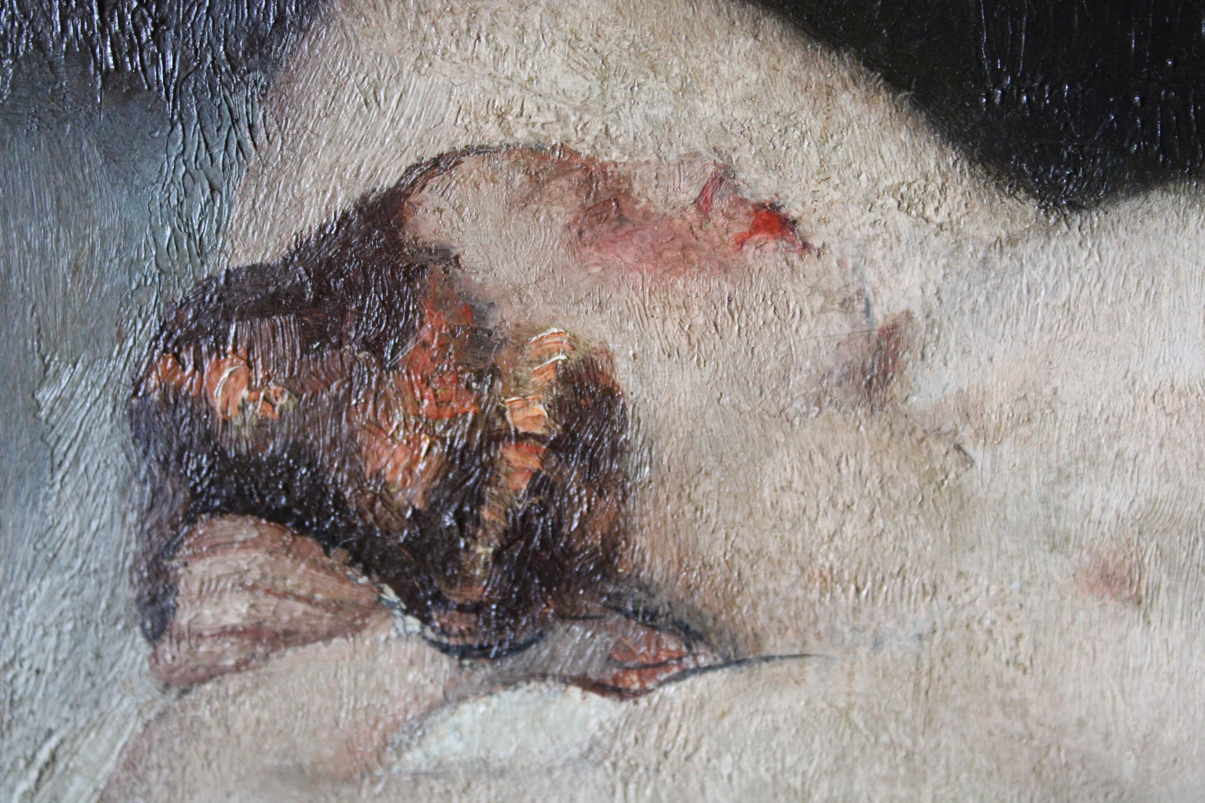 Vintage nude oil painting, reclining nude, French nude, figurative art 6