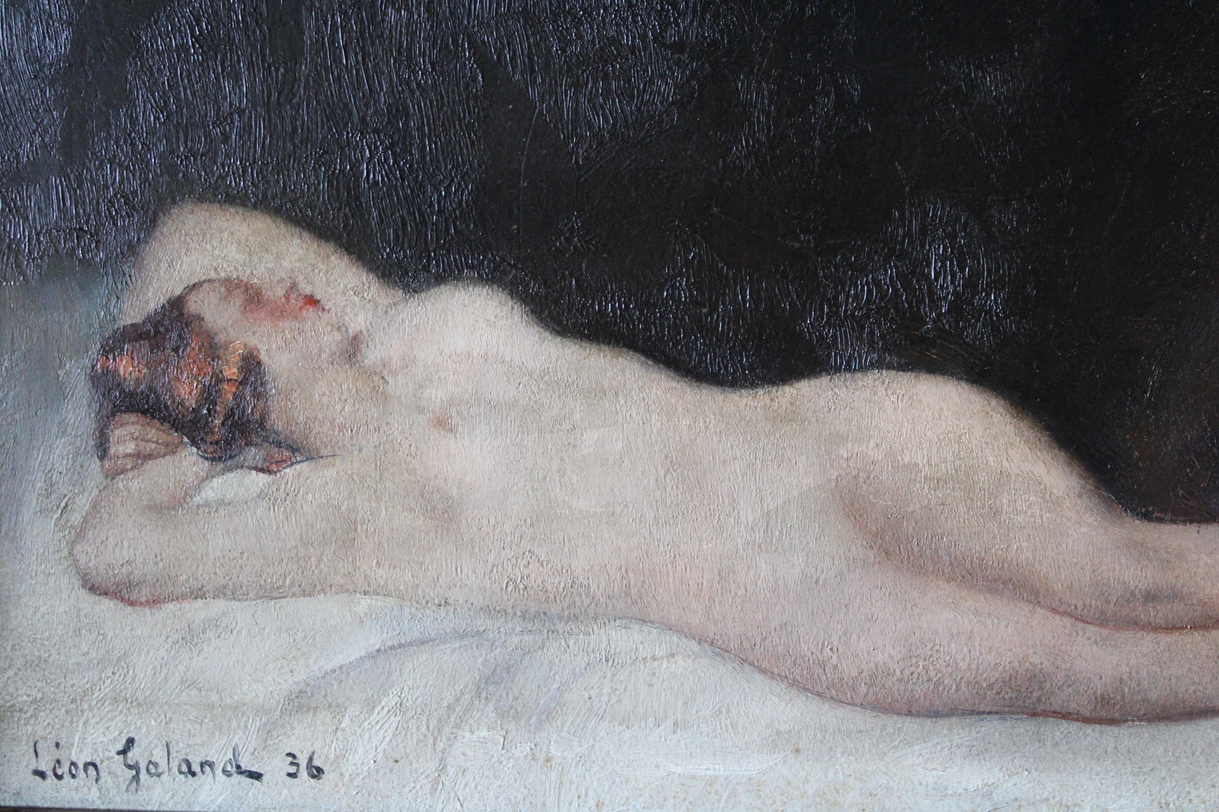 Vintage nude oil painting, reclining nude, French nude, figurative art 3