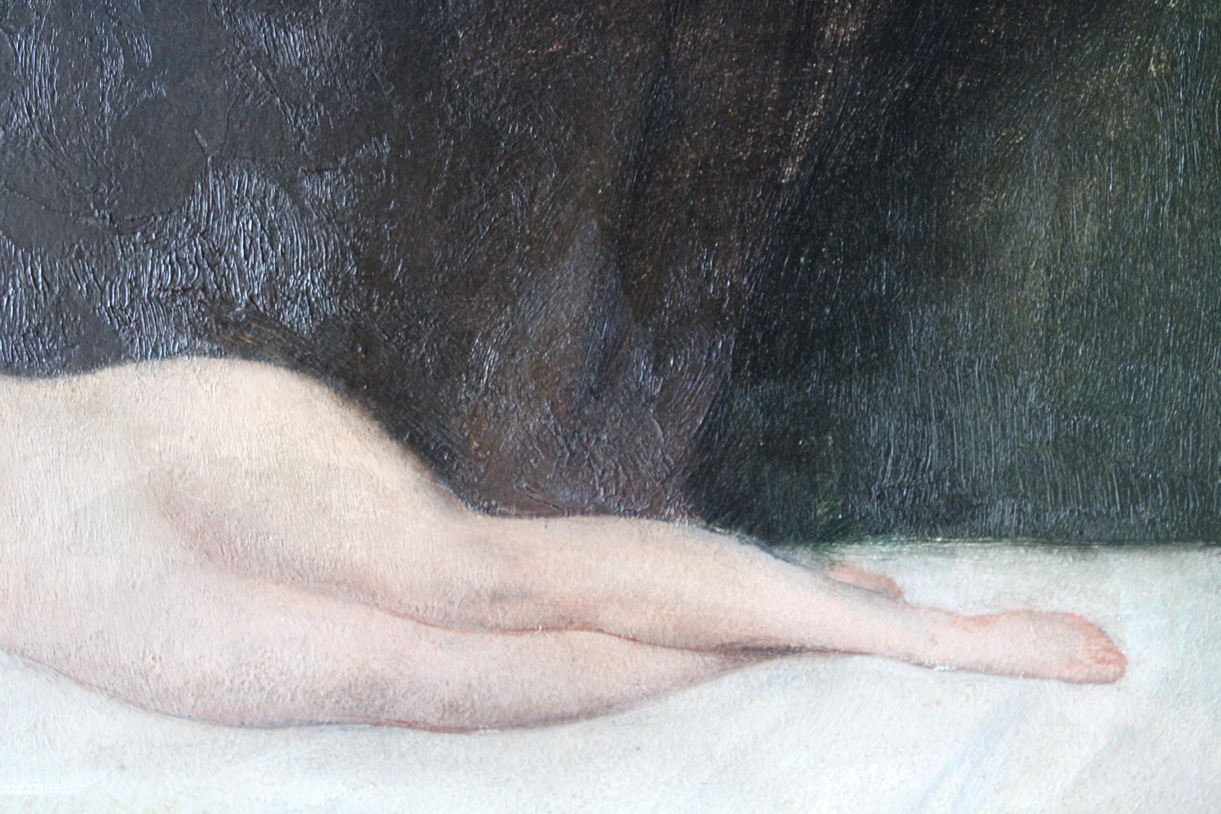 Vintage nude oil painting, reclining nude, French nude, figurative art 4