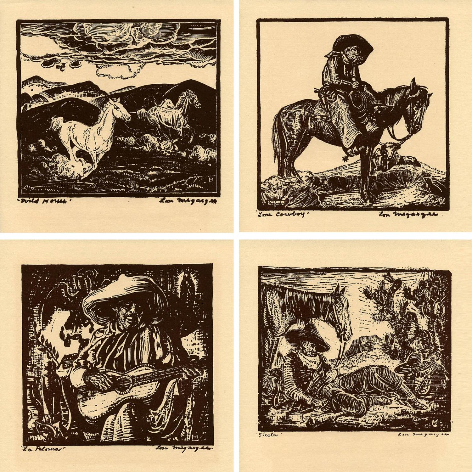 The Cowboy Builds a Loop by  Lon Megargee,  Portfolio of Sixteen Prints 1944 For Sale 2