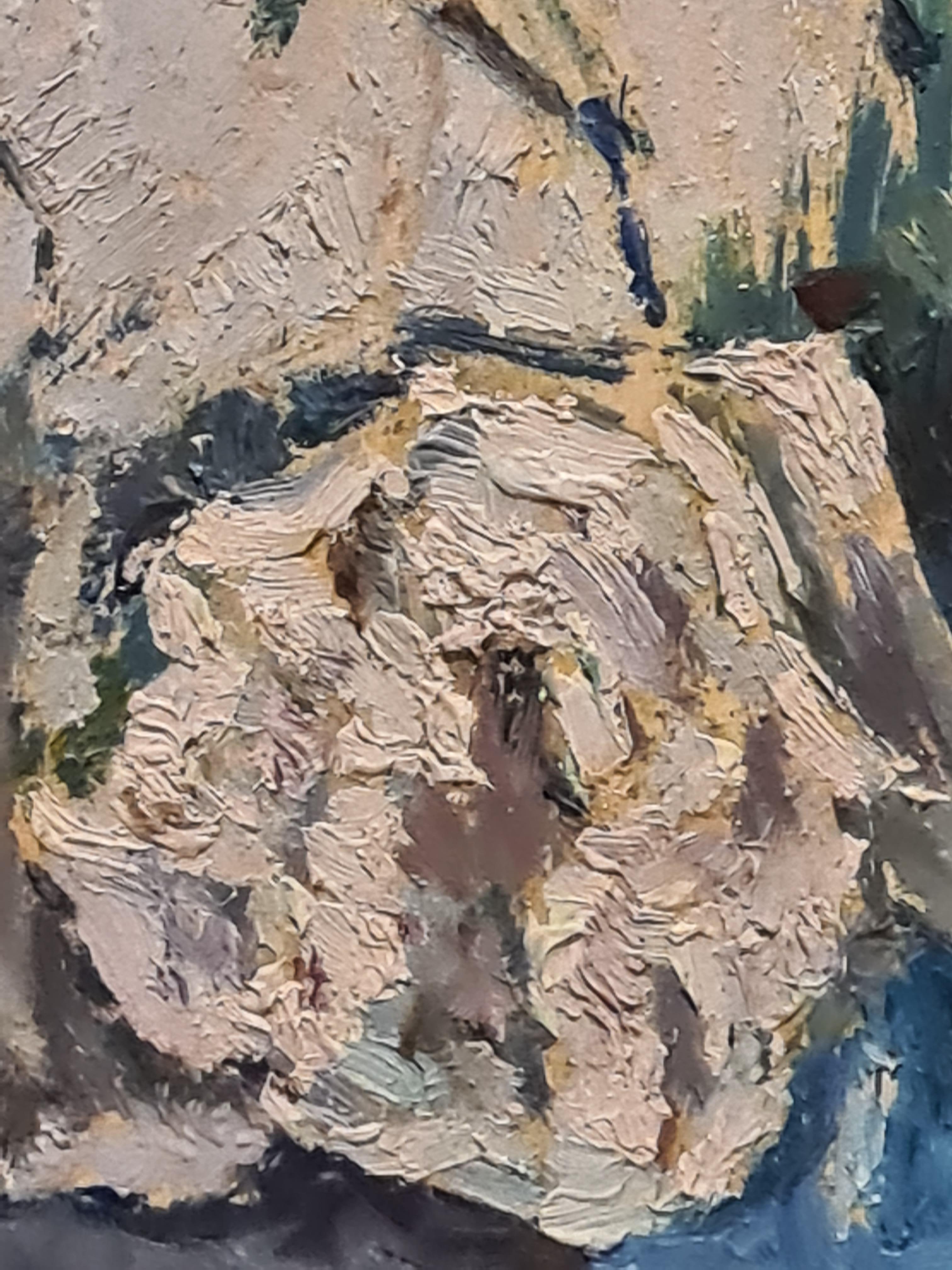 Óleo francés de mediados de siglo sobre tabla, El jarrón azul, Círculo de Henri Matisse en venta 1