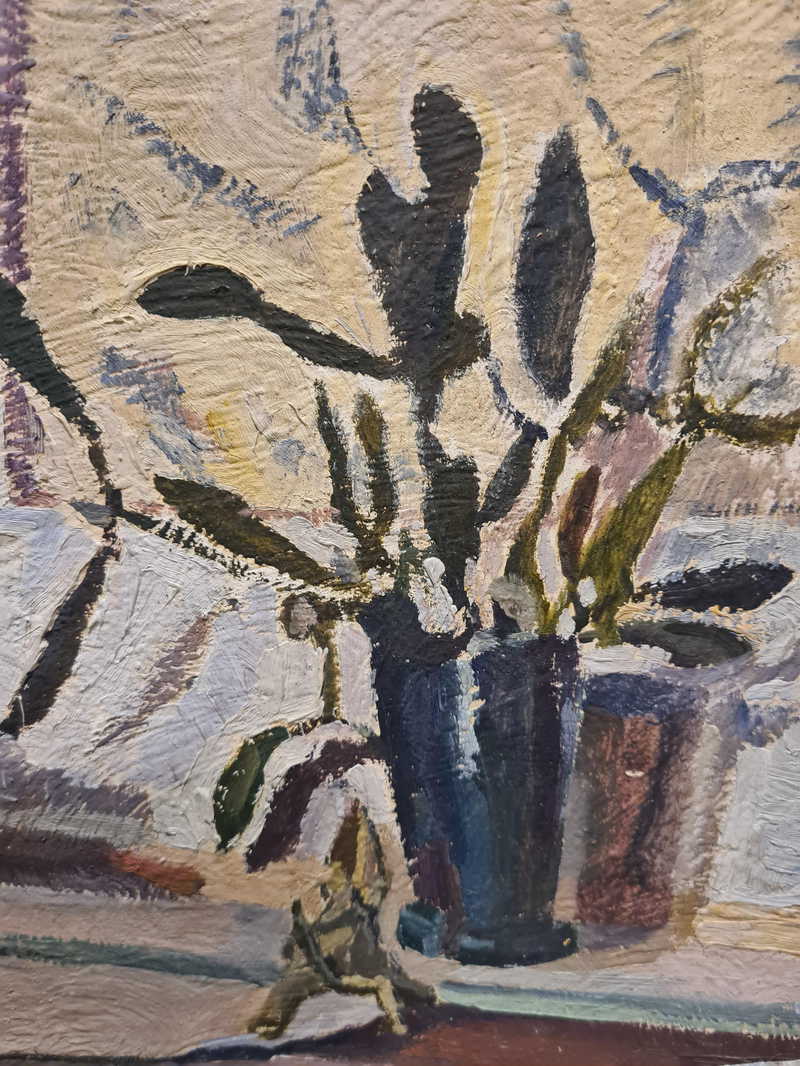 Olio su tavola della metà del secolo scorso, Il vischio, Cerchio di Henri Matisse - Painting di Léon Nancey
