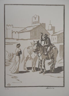 Horseman  ; the Cowboy - Original wooodcut, Handsigned and numbered / 160
