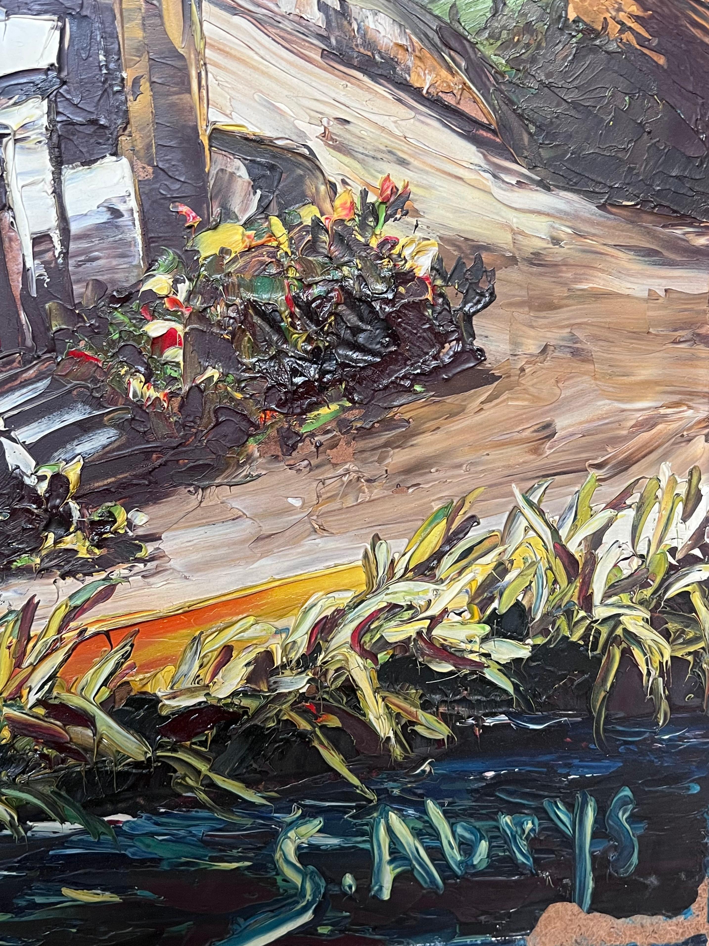 Artiste expressionniste français du 20e siècle Winding Streets in Old Village - Post-impressionnisme Painting par Léon Schwartz - Abrys