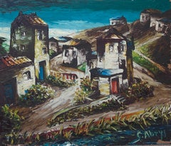 20th Century French Expressionist Artist Winding Streets in Old Village