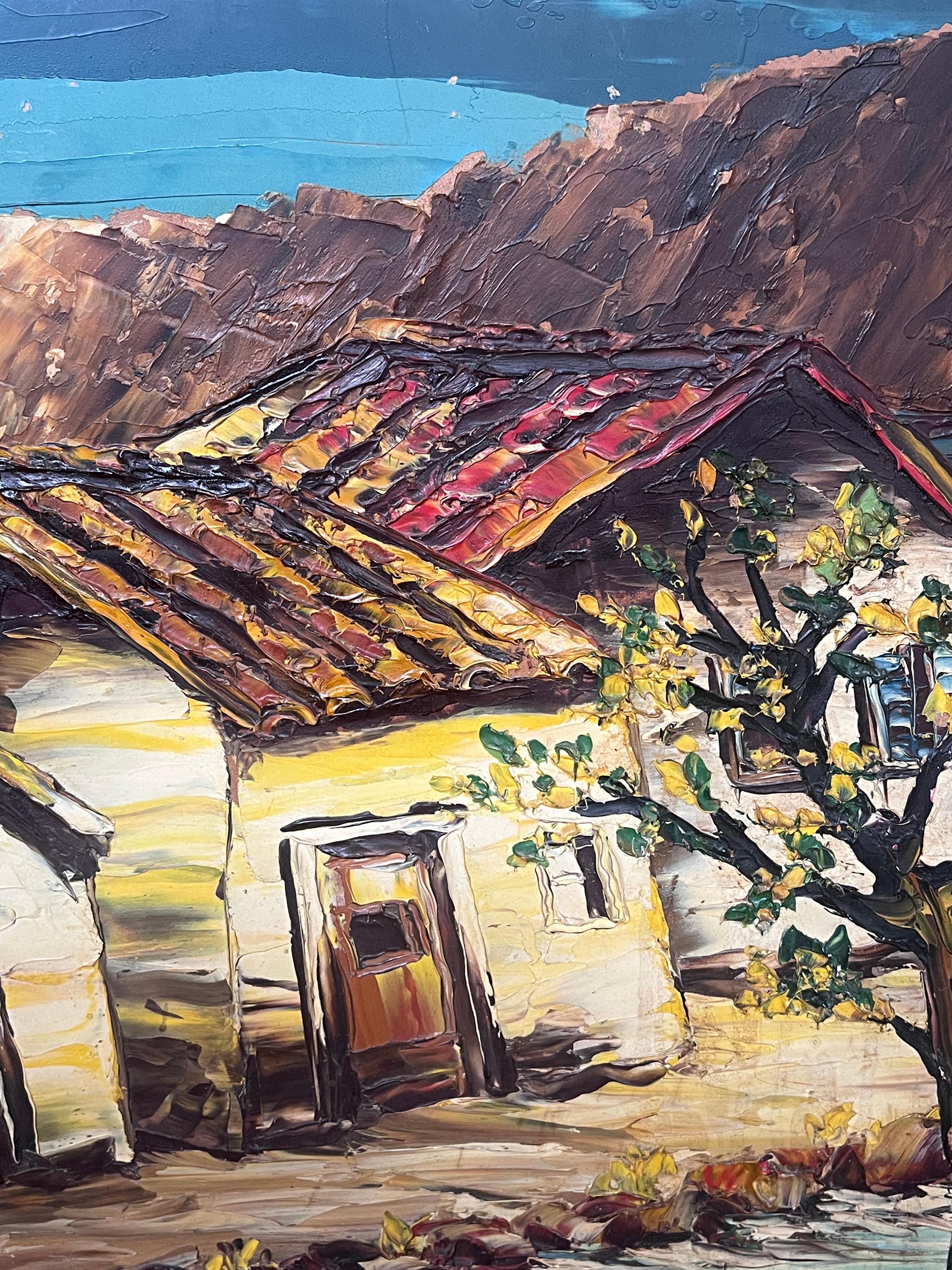 Huile de l'expressionniste français du 20e siècle signée « Old Houses by River » en vente 5