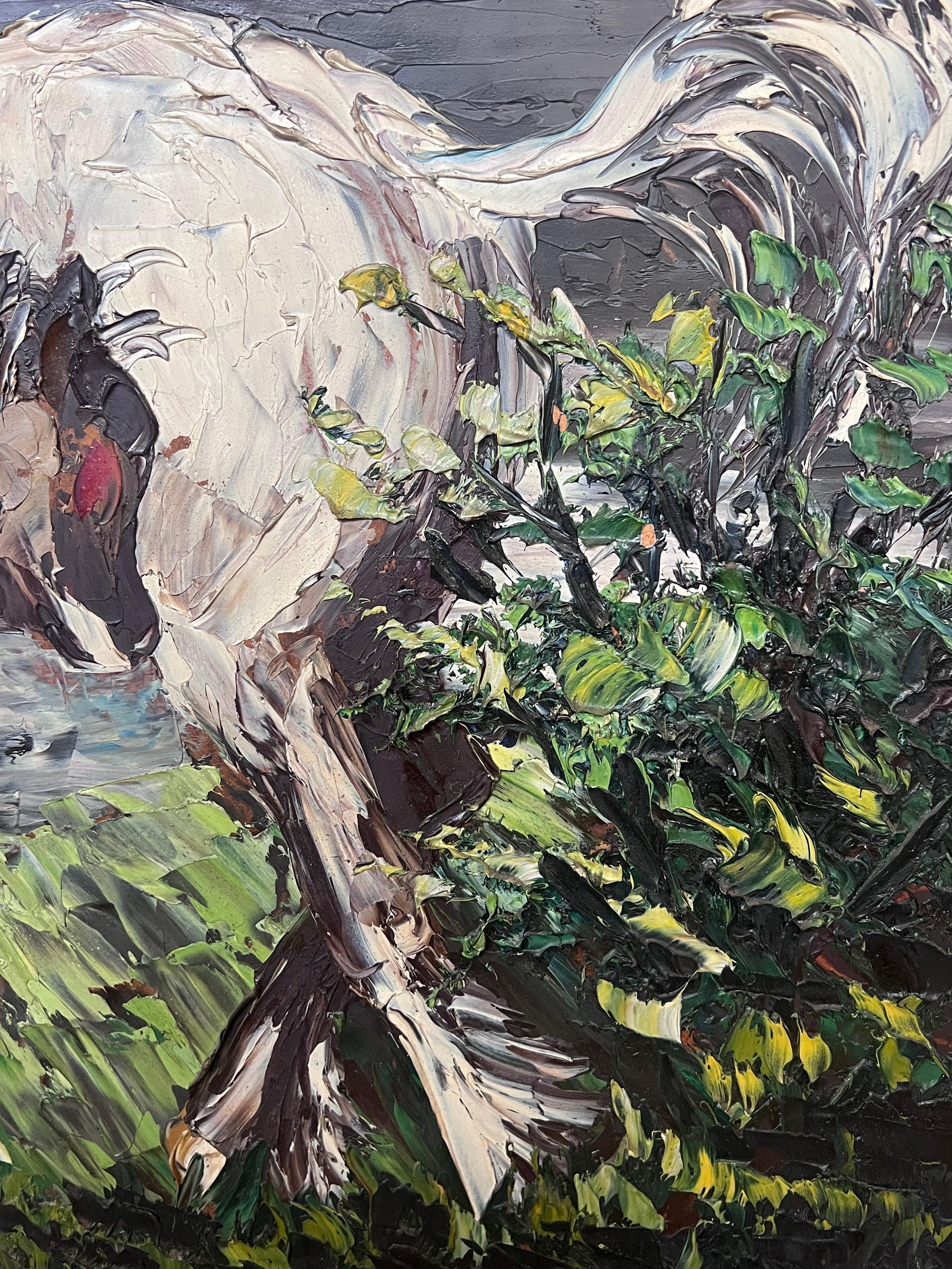 Französischer Expressionist Signiertes Öl Pferd und ihr Fohlen in Landschaft, 20. (Post-Impressionismus), Painting, von Léon SCHWARTZ-ABRYS