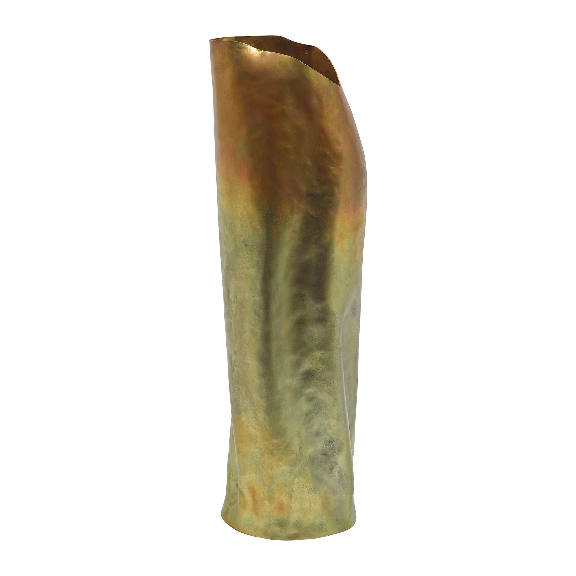 Lona Brass Vase with Distressed Patina by CuratedKravet