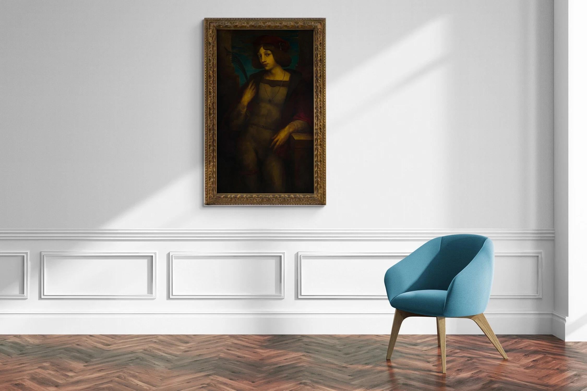 Porträt eines jungen Mannes – Painting von Léonard Sarluis