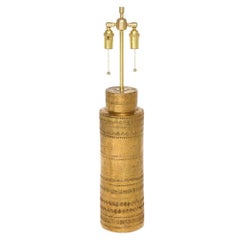 Lampe de bureau Aldo Londi Bitossi en céramique dorée métallique, signée