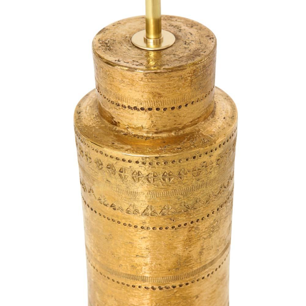 Glazed Aldo Londi Bitossi Table Lamp, Metallic Gold Ceramic, Signed