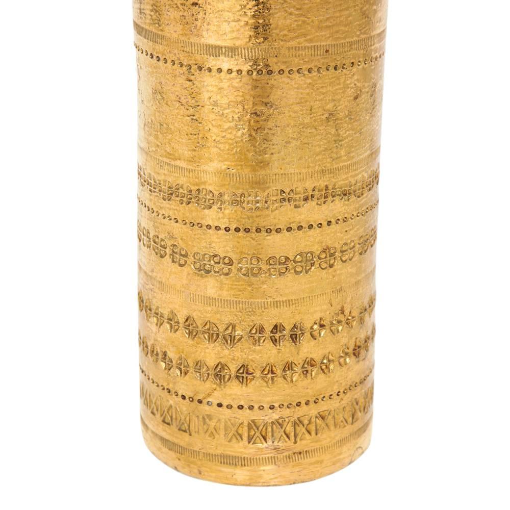 Mid-20th Century Aldo Londi Bitossi Table Lamp, Metallic Gold Ceramic, Signed