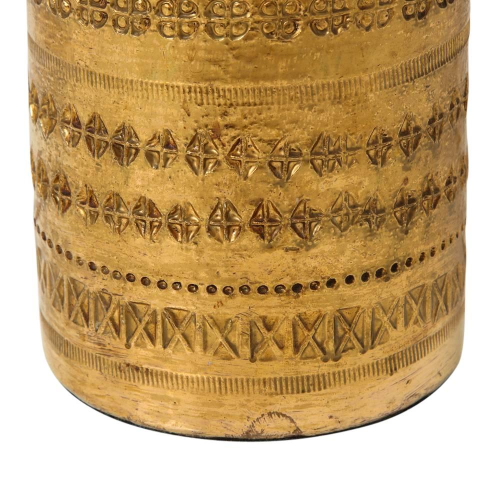 Aldo Londi Bitossi Table Lamp, Metallic Gold Ceramic, Signed 1