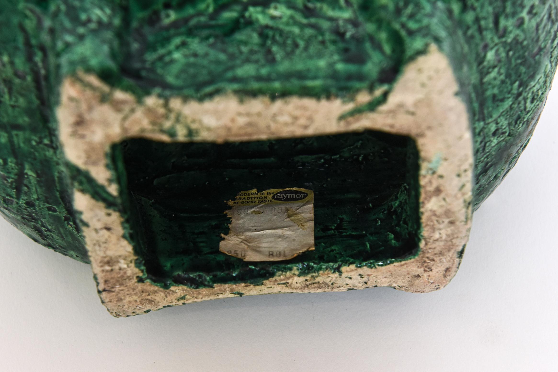 Aldo Londi para Bitossi Cerámica esmaltada verde con sello de calidad italiana Vintage en venta 4