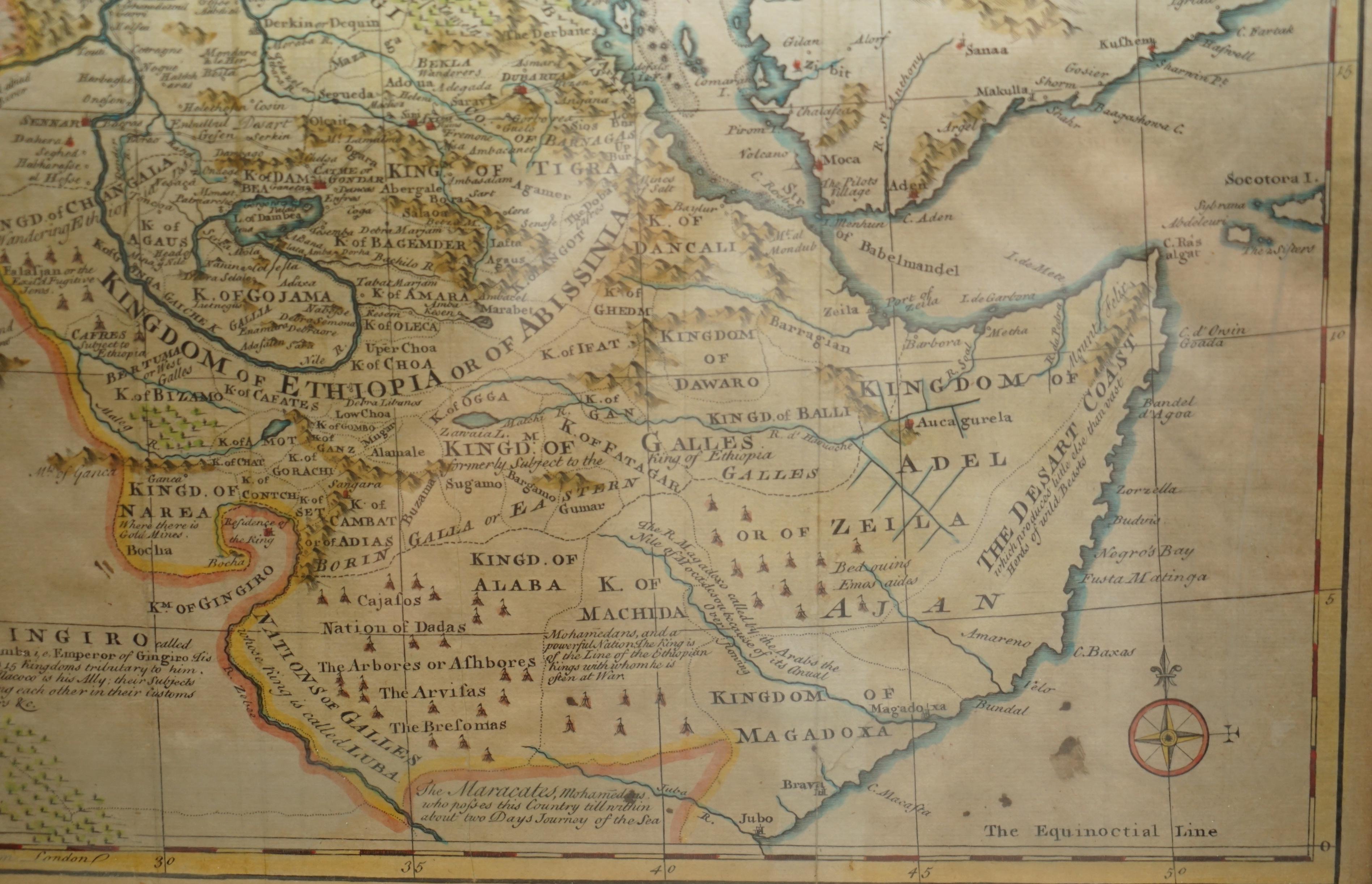 Aquarelle d'une carte ancienne de l'Afrique de l'Est publiée à Londres en 1744 par Eman Bowen en vente 3